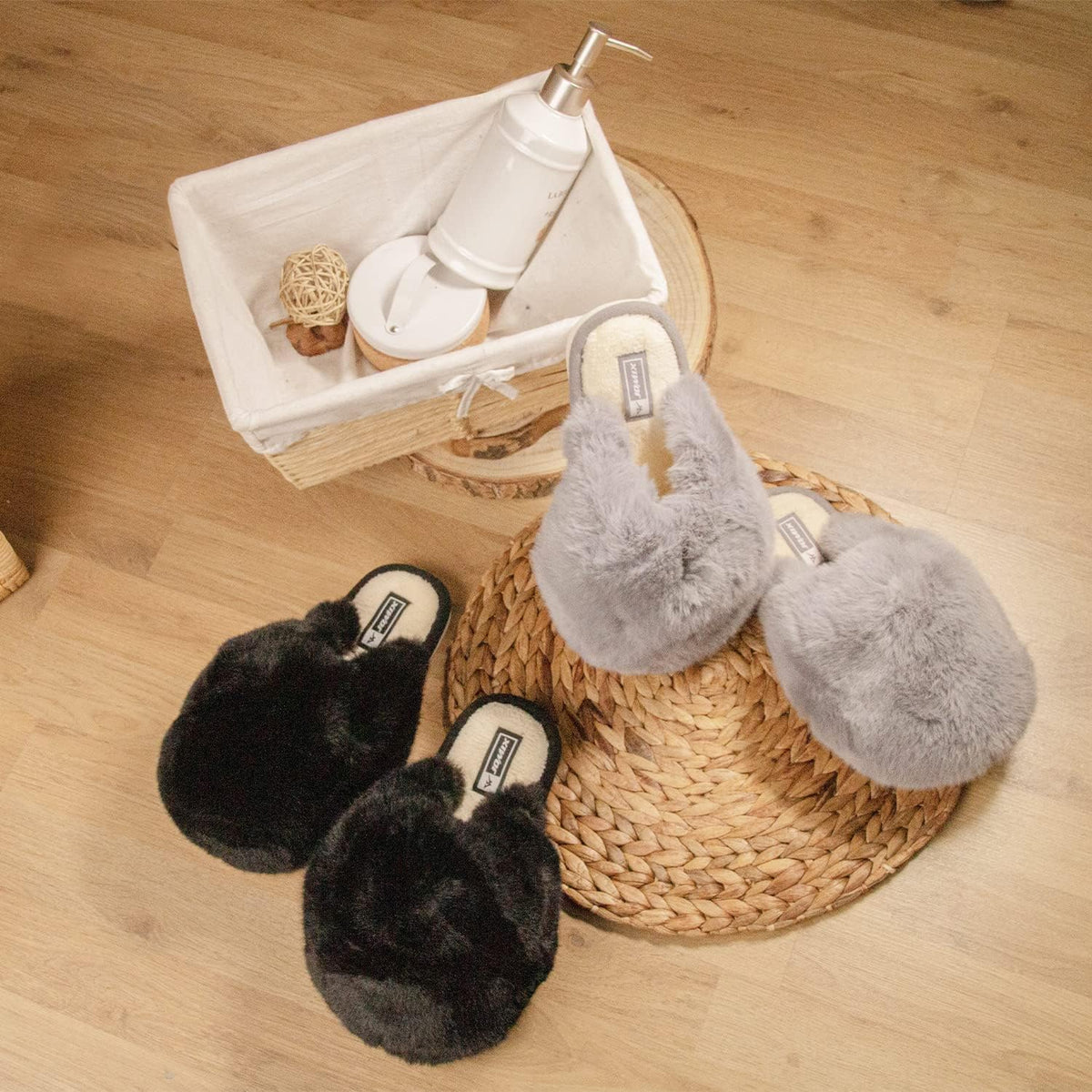 Pantuflas de Peluche Nube para Mujer - Negro