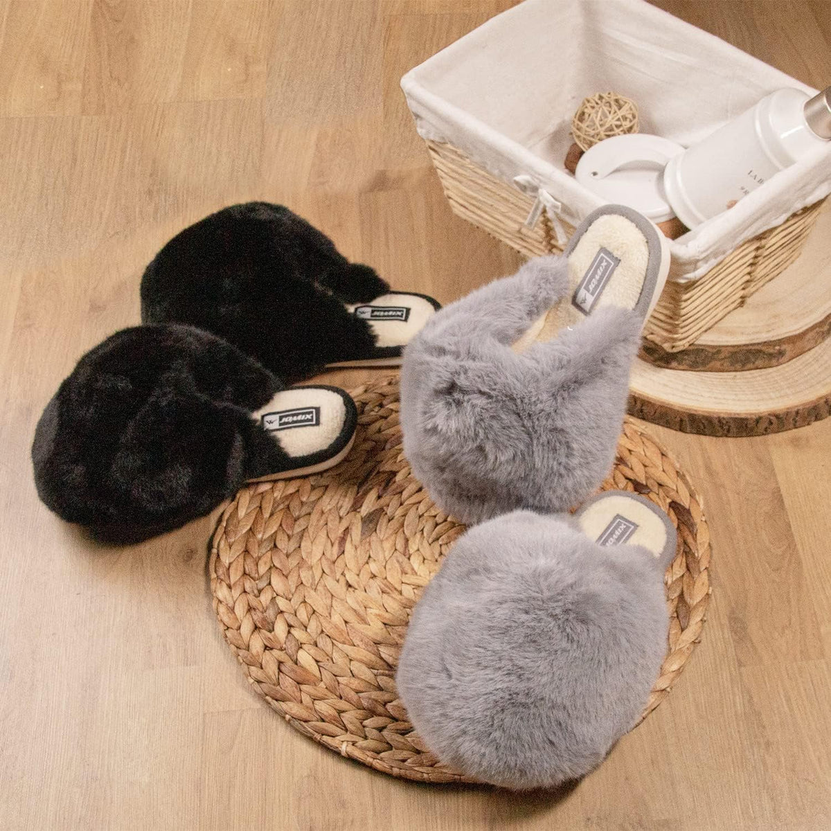 Pantuflas de Peluche Nube para Mujer - Negro